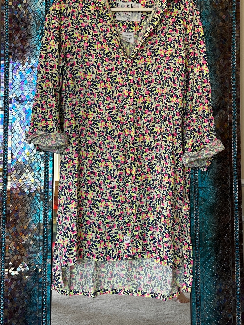 Frank & Eileen Neon Floral Button-Front Shirt - Pink, Navy & Yellow